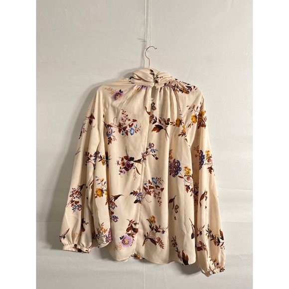 Ann Taylor • NWT Mock Neck Floral Blouse Shirt Cream Womens XXL - Picture 7 of 8